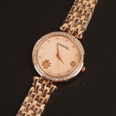Women Chain Wrist Watch Rosegold Pink C